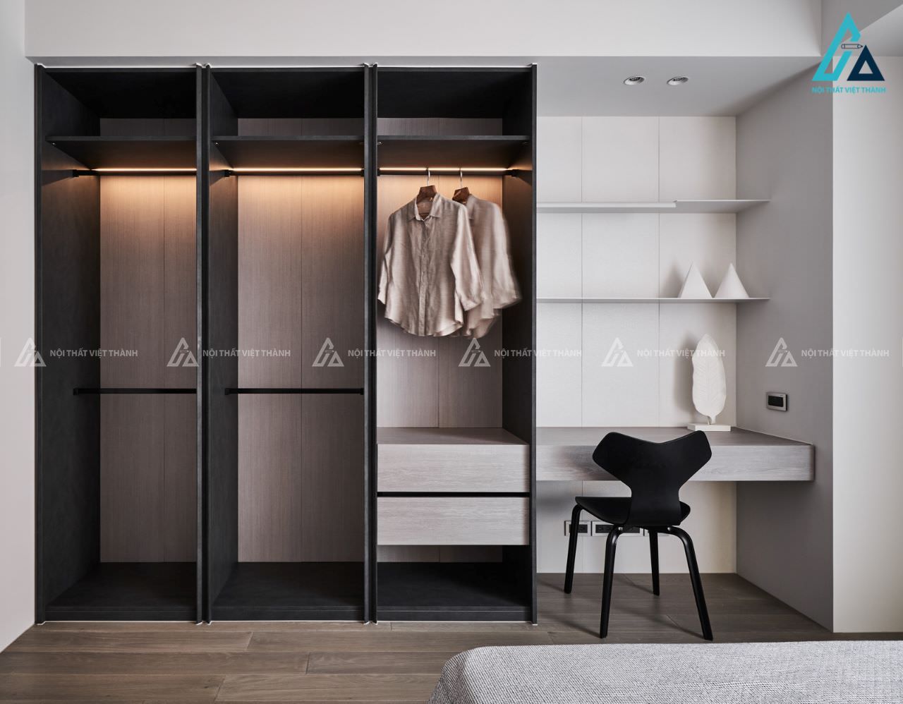 Mẫu tủ kết hợp kệ trang trí