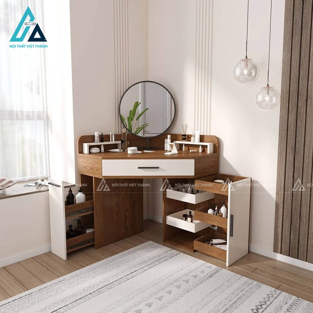 Đặt bàn trang điểm ở góc phòng 