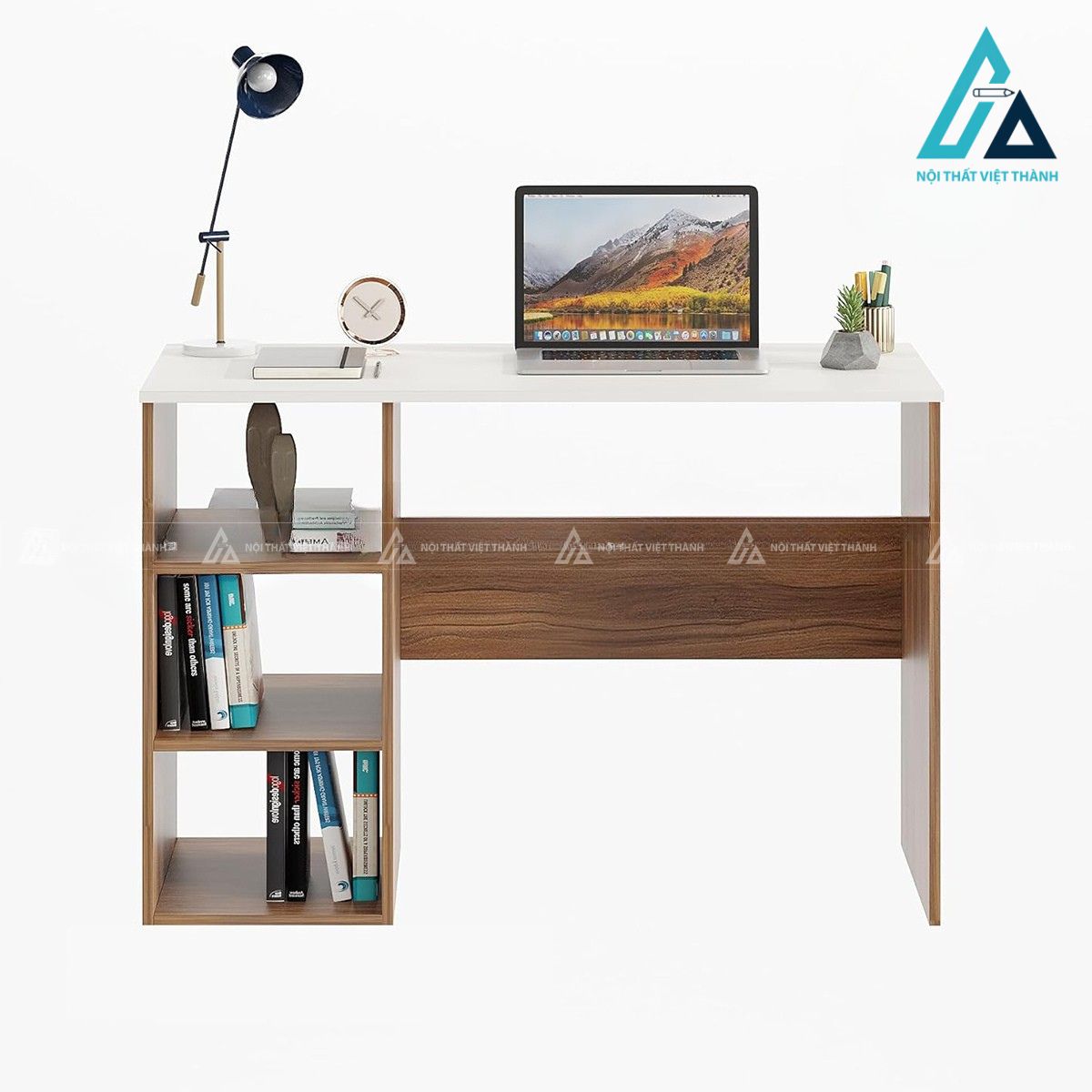 Bàn học gỗ công nghiệp kèm kệ lưu trữ thiết kế đa năng 1
