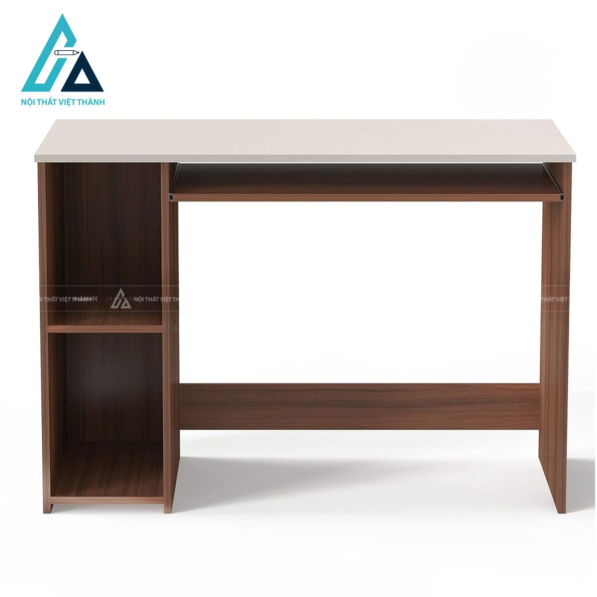 Bàn học gỗ công nghiệp kèm kệ sách bên hông thiết kế hiện đại 1