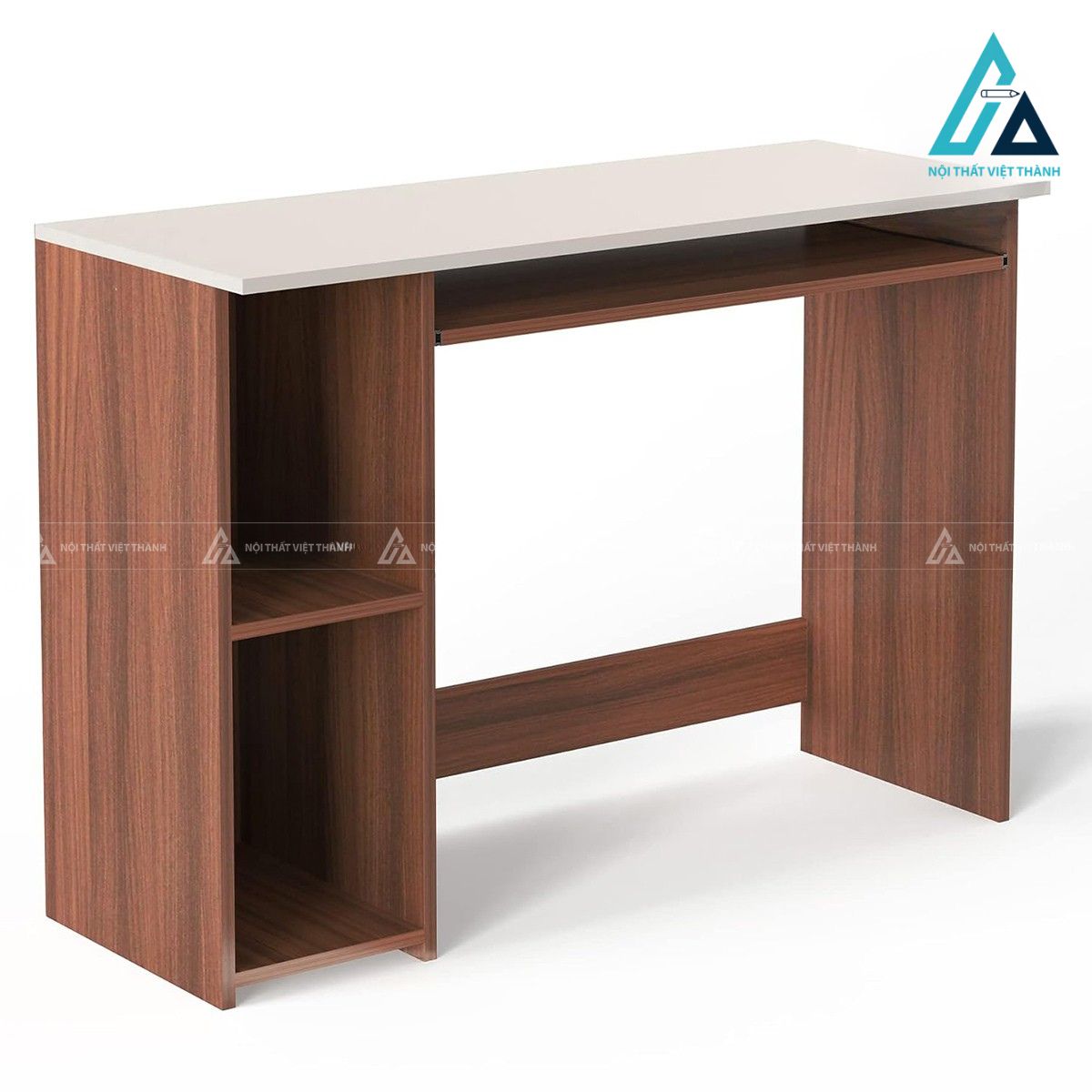 Bàn học gỗ công nghiệp kèm kệ sách bên hông thiết kế hiện đại 2