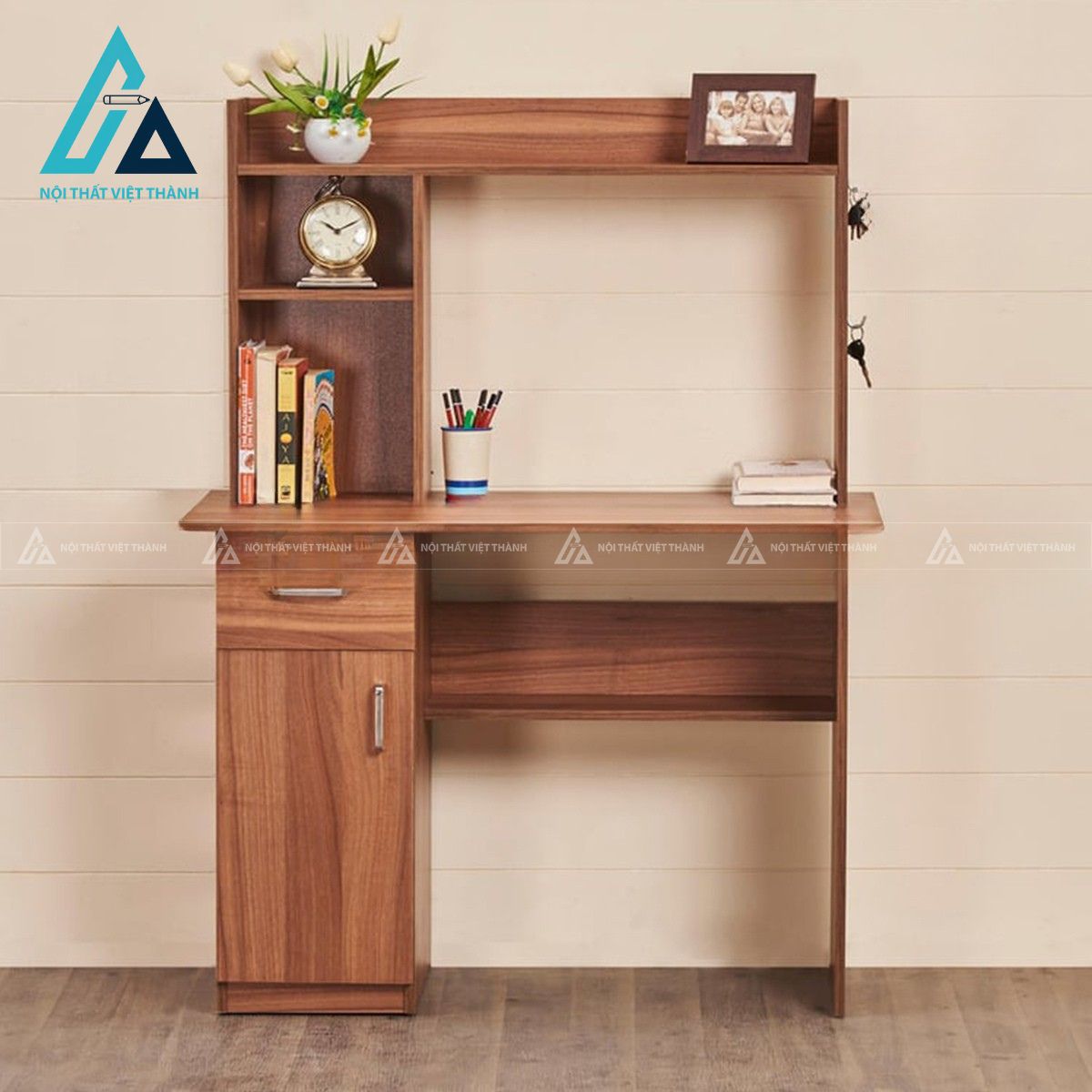 Bàn học liền kệ sách gỗ công nghiệp thiết kế hiện đại 1