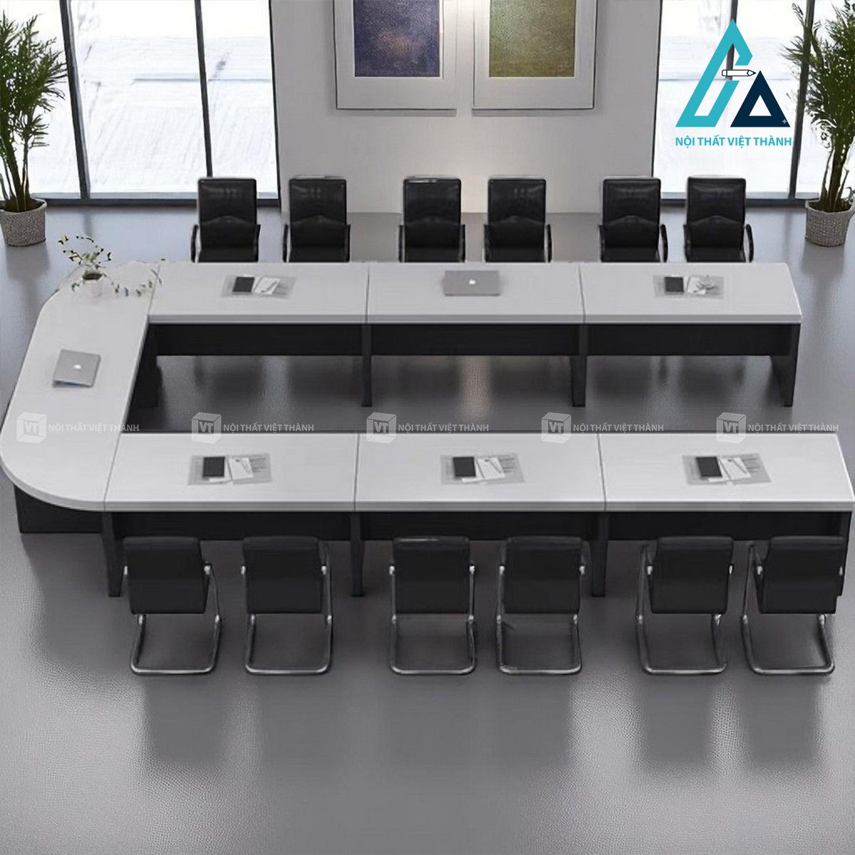 Bàn họp chữ U cao cấp gỗ công nghiệp cho phòng họp doanh nghiệp