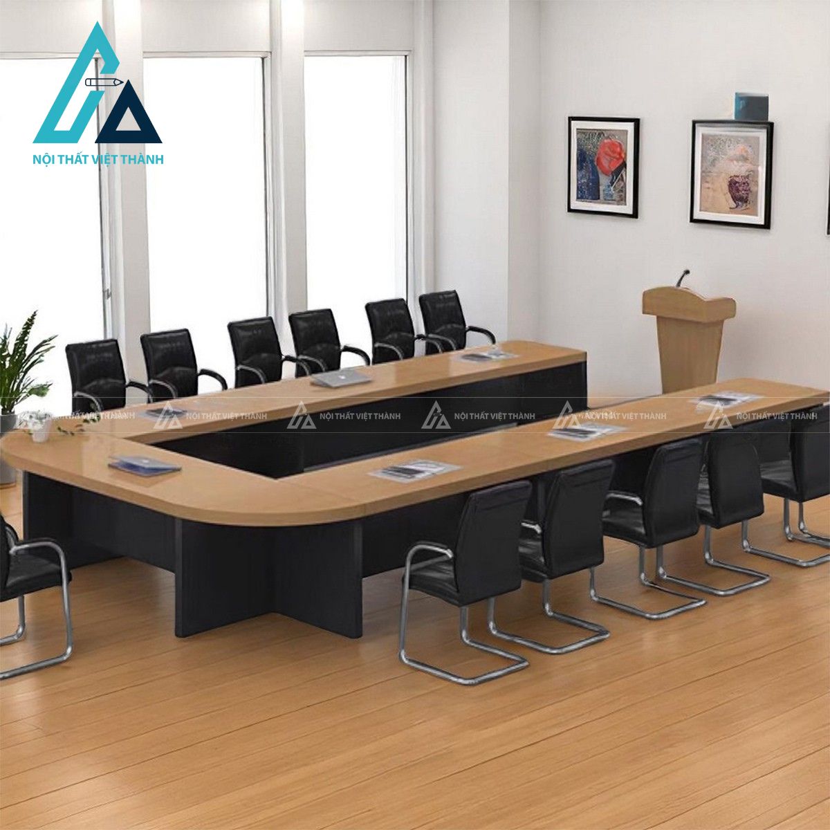 Bàn họp chữ U cao cấp gỗ công nghiệp cho phòng họp doanh nghiệp 3