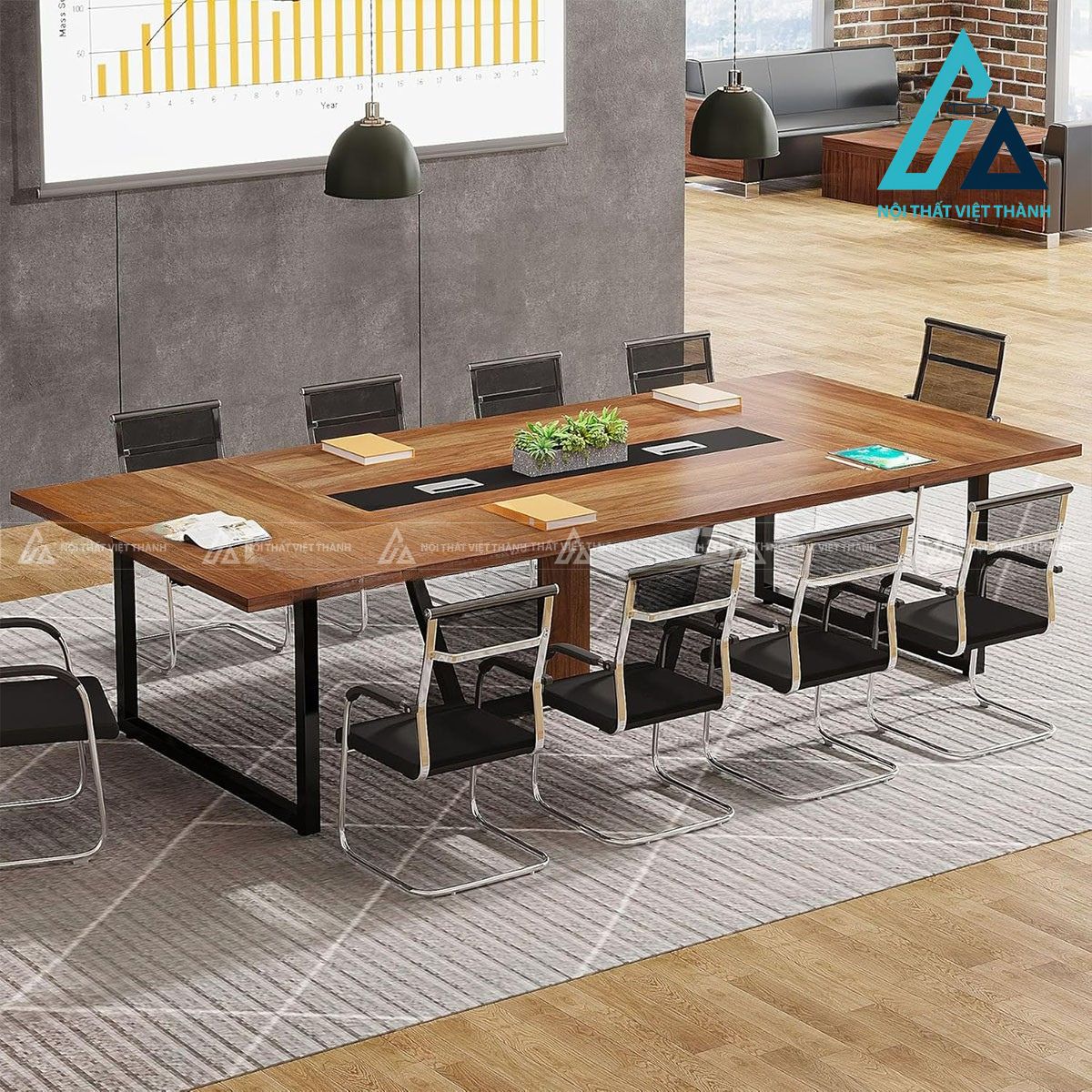 Bàn họp văn phòng gỗ công nghiệp cho 10 người 1