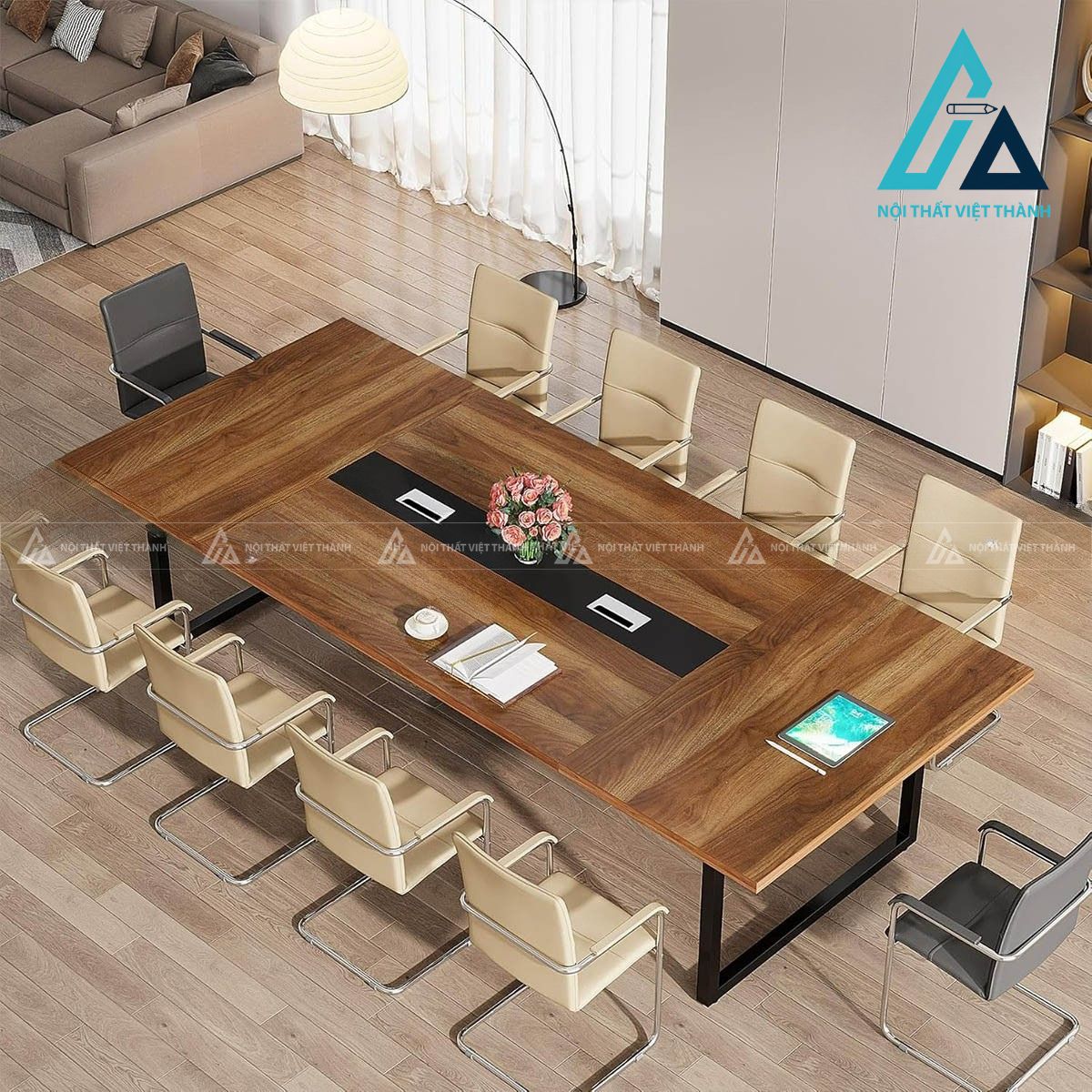 Bàn họp văn phòng gỗ công nghiệp cho 10 người 2
