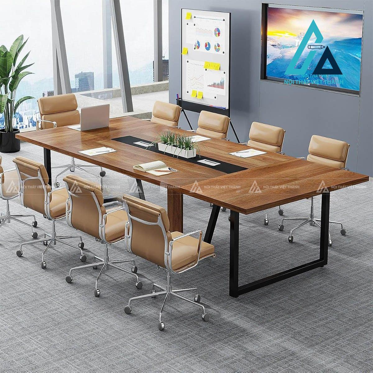Bàn họp văn phòng gỗ công nghiệp cho 10 người 4