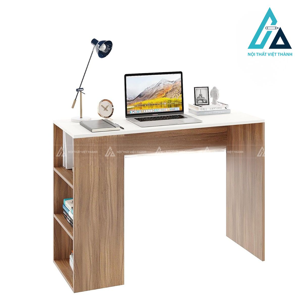 Bàn làm việc gỗ công nghiệp kèm kệ lưu trữ 3 tầng thiết kế hiện đại 2