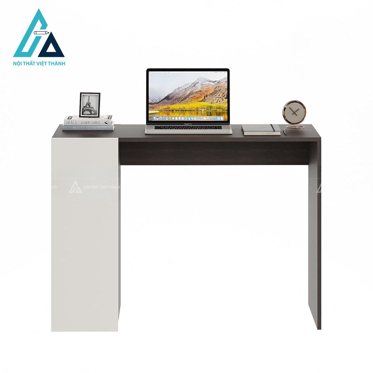 Bàn làm việc gỗ công nghiệp kèm kệ và tủ lưu trữ màu vân gỗ hiện đại 1