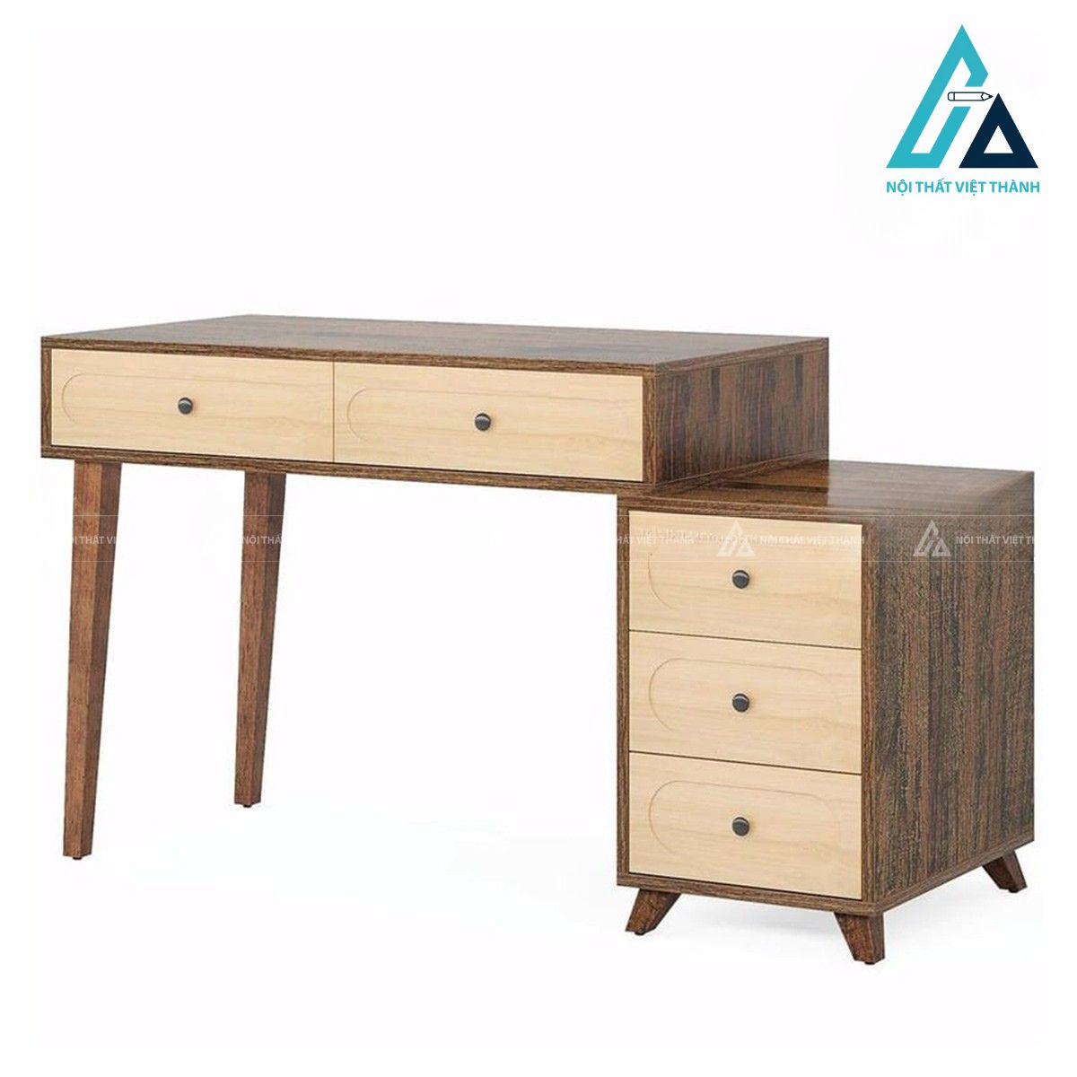 Bàn làm việc MDF 5 ngăn kéo phong cách retro hiện đại 4