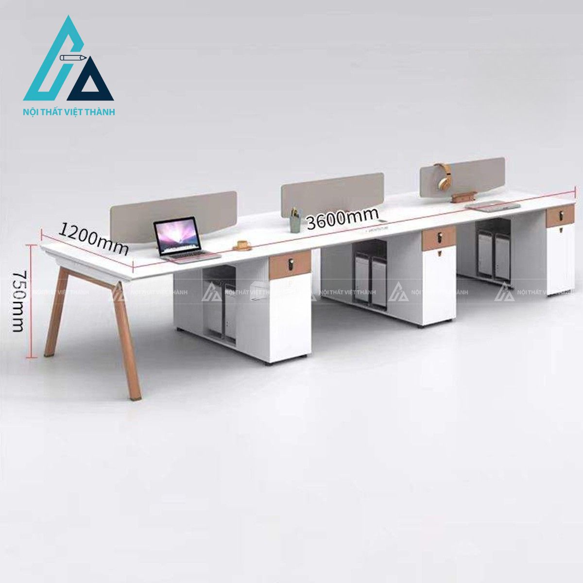Bàn làm việc văn phòng cụm 4–6 chỗ ngồi vách ngăn hiện đại 3