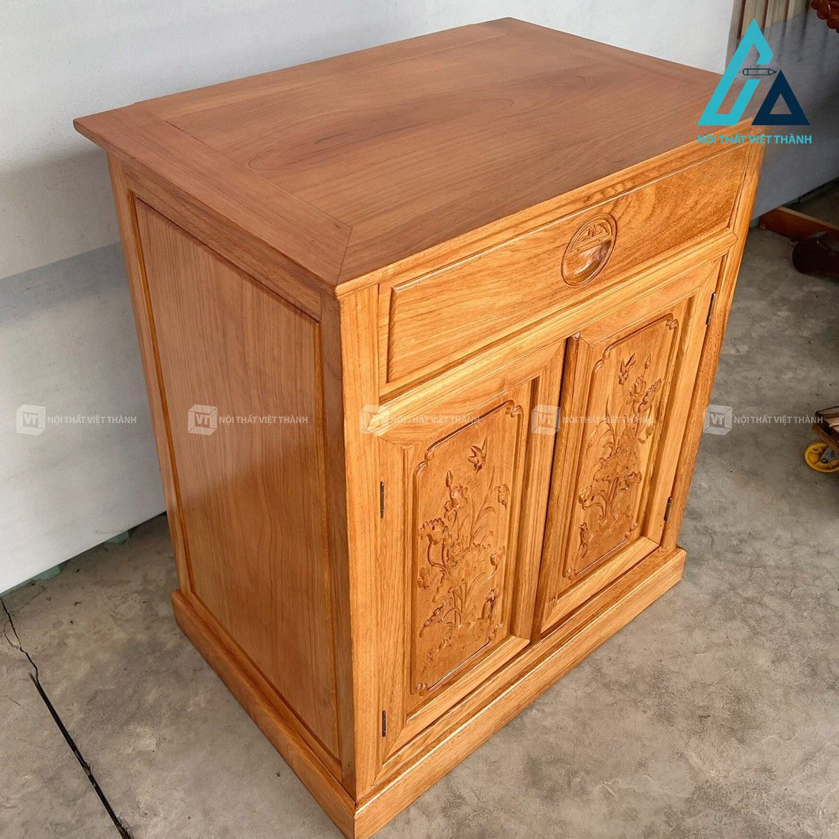 Bàn thờ án gian gỗ gõ chạm sen tinh xảo kèm tủ cúng 1