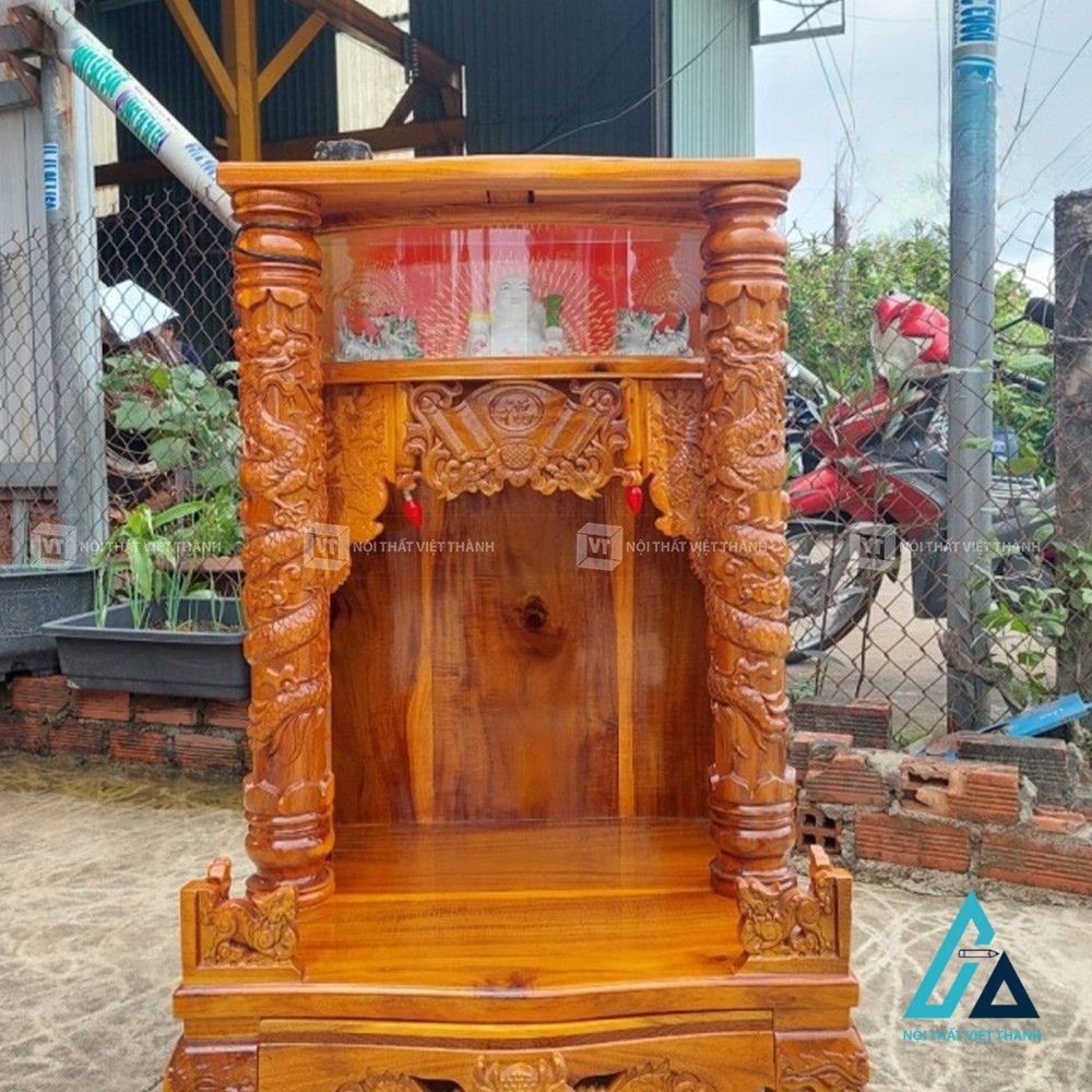 Bàn thờ Thần Tài Ông Địa gỗ tràm bông vàng phong thủy tài lộc 2