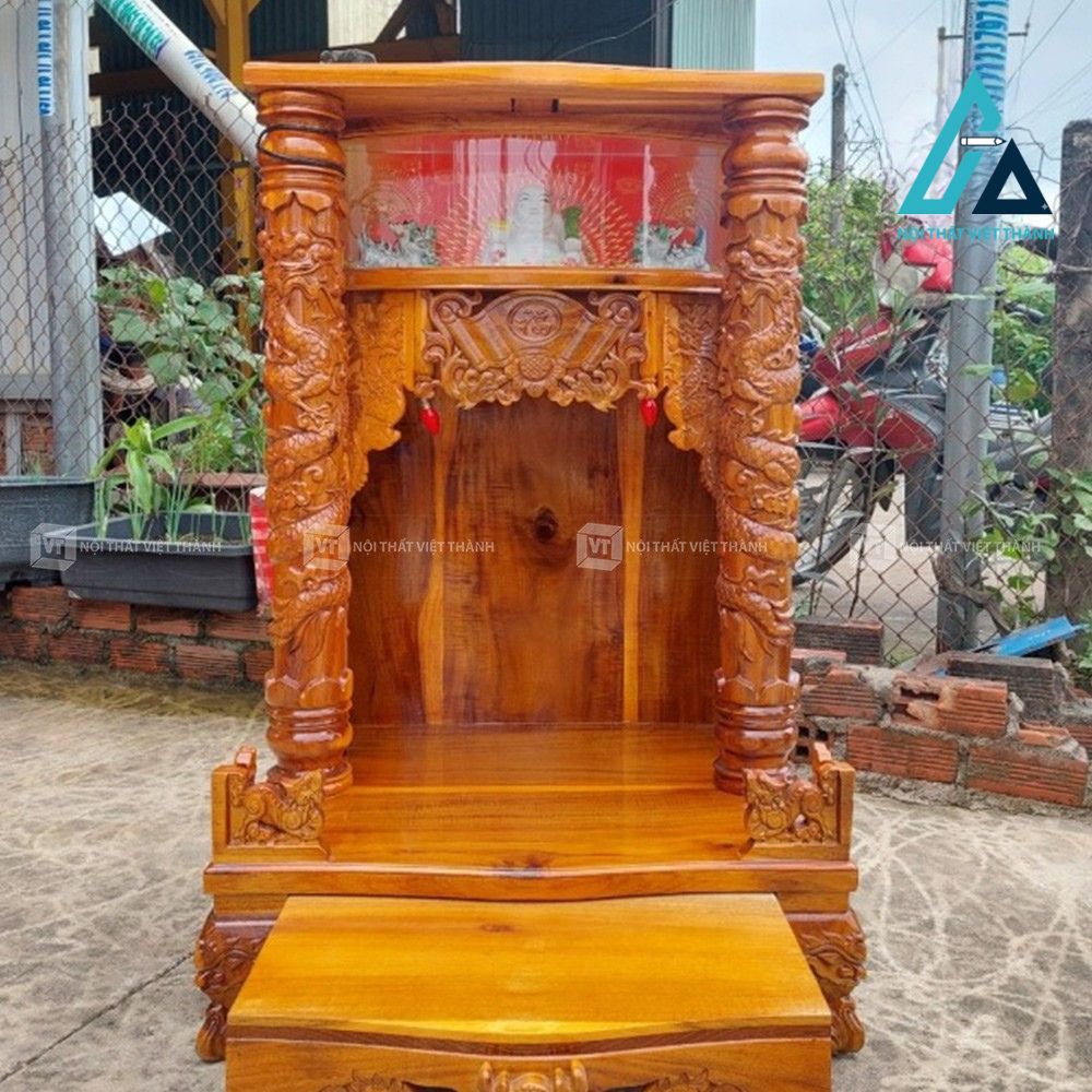 Bàn thờ Thần Tài Ông Địa gỗ tràm bông vàng phong thủy tài lộc