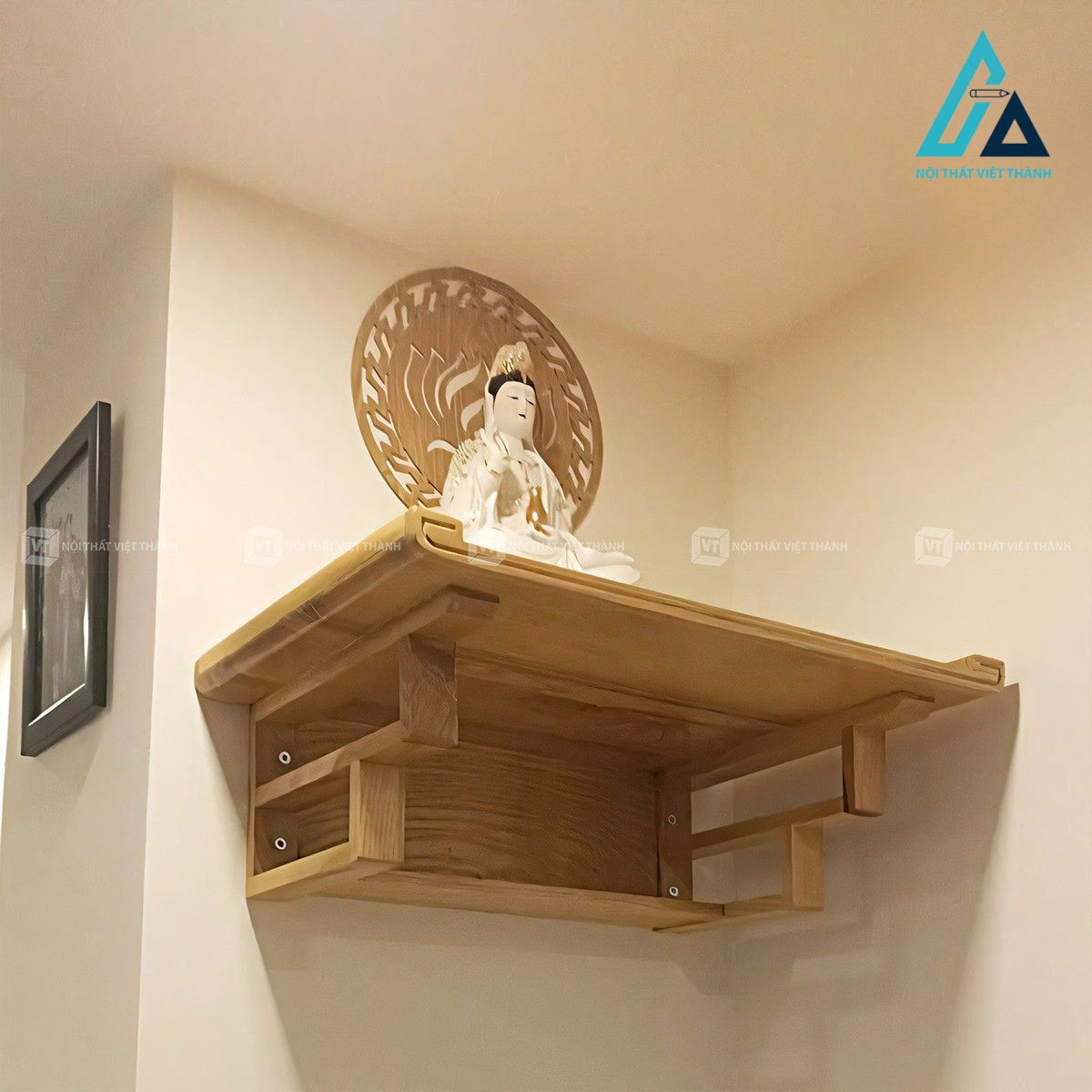 Bàn thờ treo tường gỗ sồi tự nhiên 1