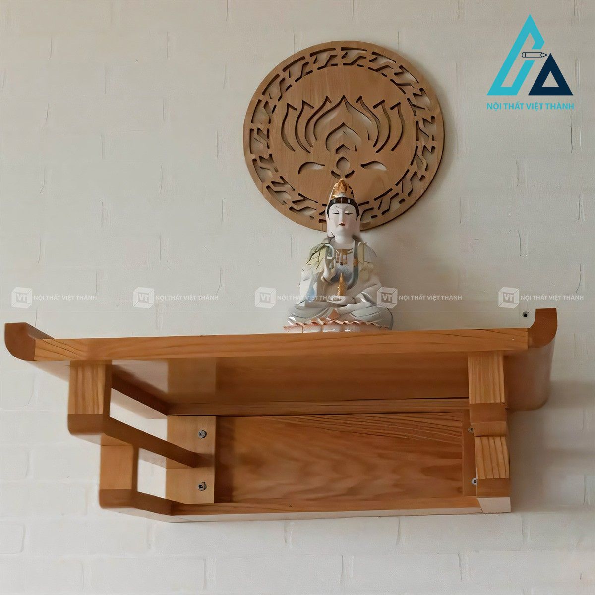 Bàn thờ treo tường gỗ sồi tự nhiên 2