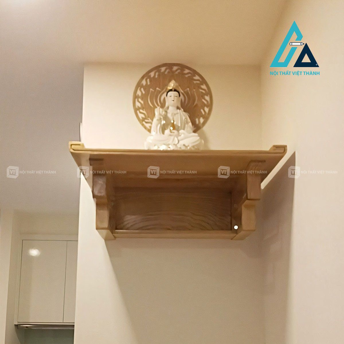 Bàn thờ treo tường gỗ sồi tự nhiên