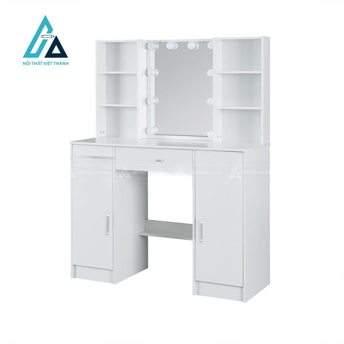 Bàn trang điểm MDF gương LED hiện đại màu trắng cao cấp 4