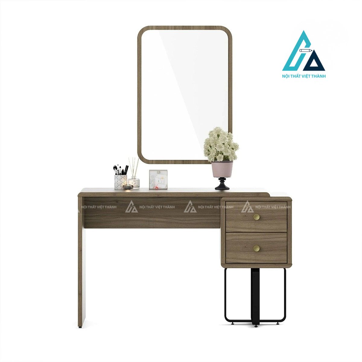Bàn trang điểm MDF màu teak vân gỗ hiện đại cho phòng ngủ 1
