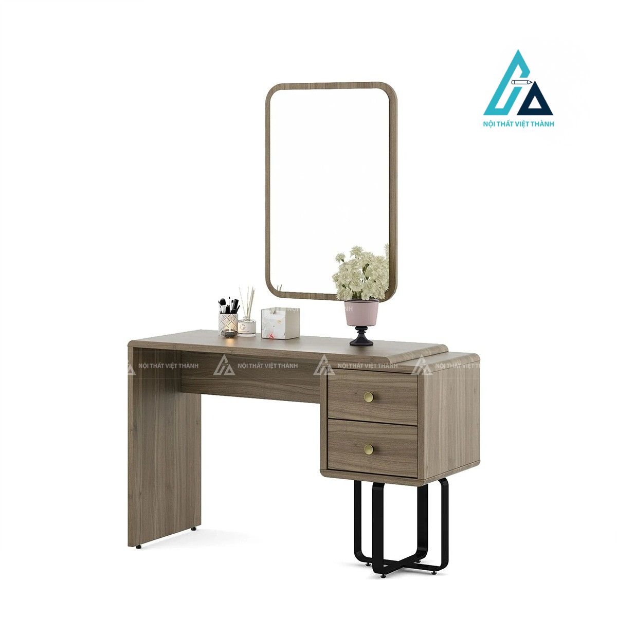 Bàn trang điểm MDF màu teak vân gỗ hiện đại cho phòng ngủ 2