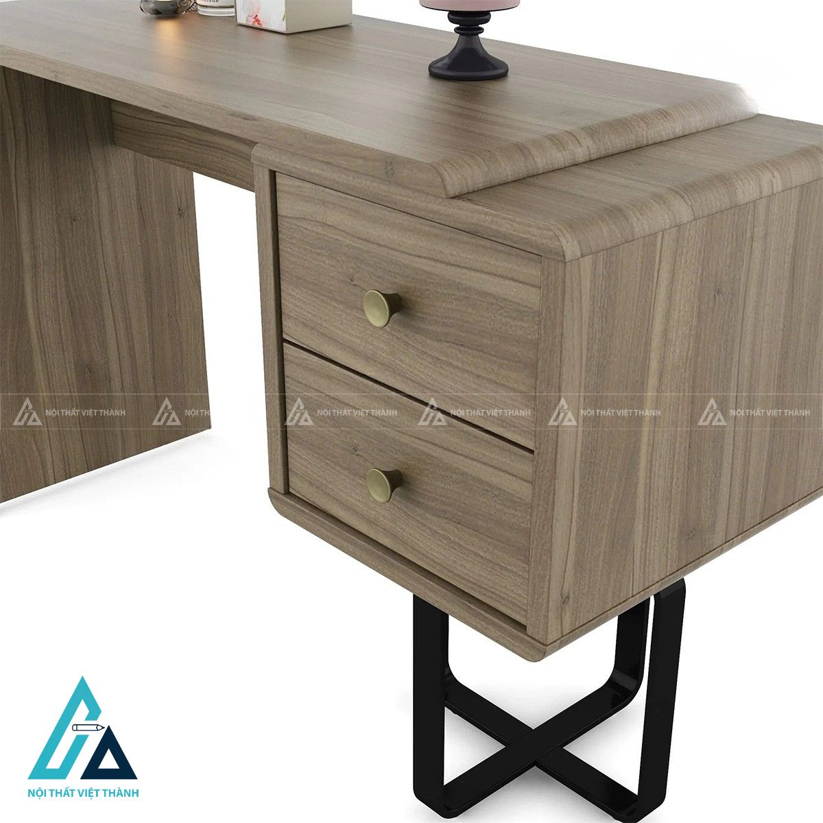 Bàn trang điểm MDF màu teak vân gỗ hiện đại cho phòng ngủ 3