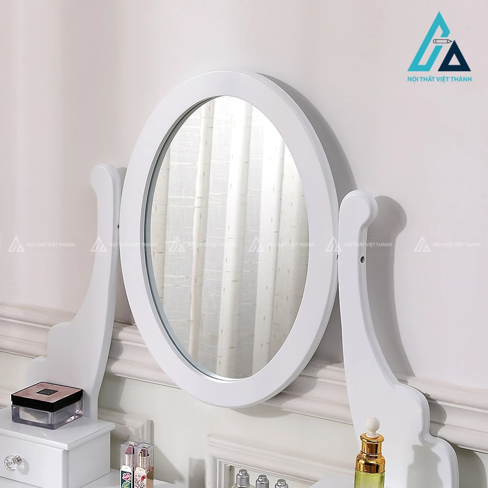 Bàn trang điểm MDF trắng 5 ngăn kéo kèm ghế nệm hiện đại 5