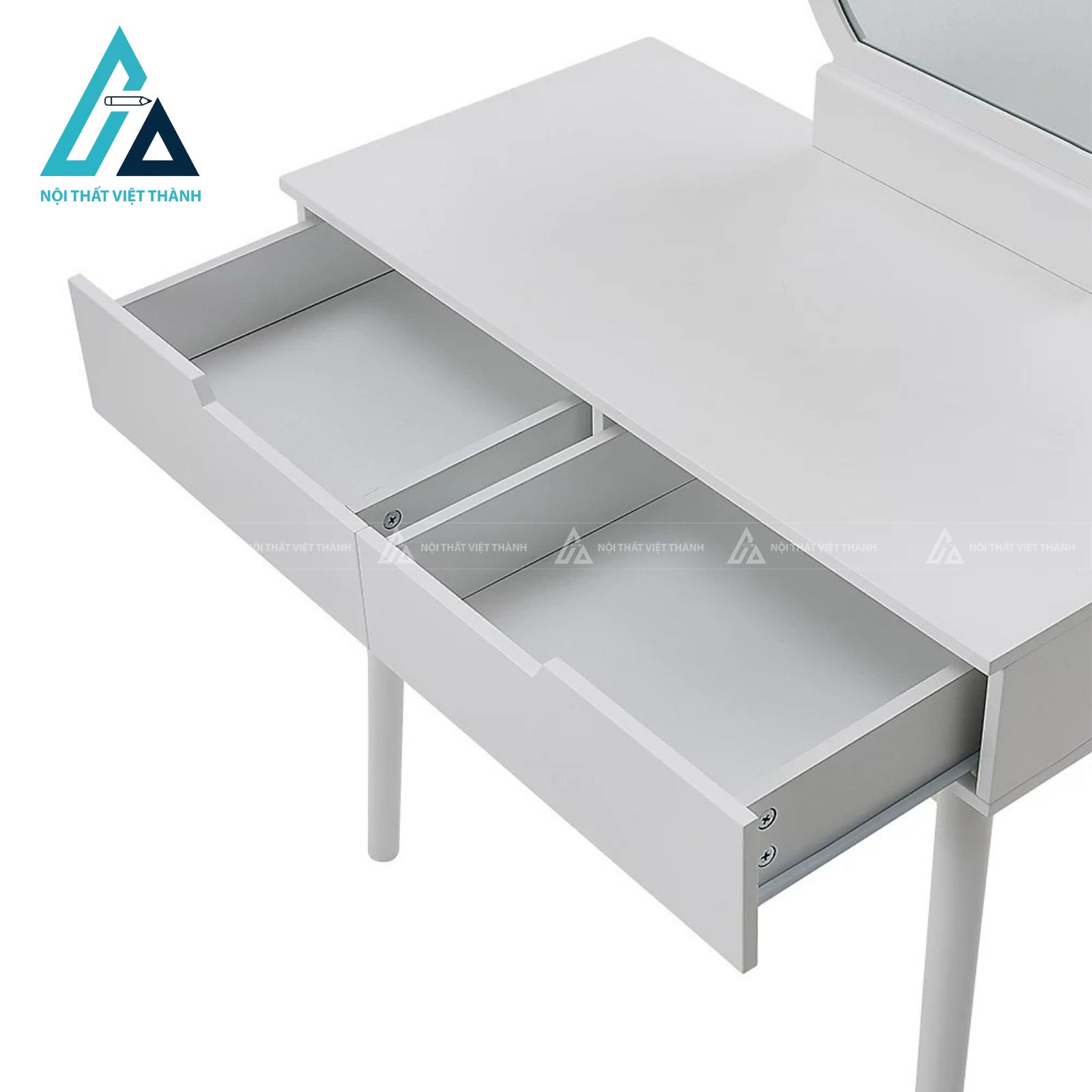 Bàn trang điểm MDF trắng phong cách tân cổ điển tinh tế kèm ghế êm 5