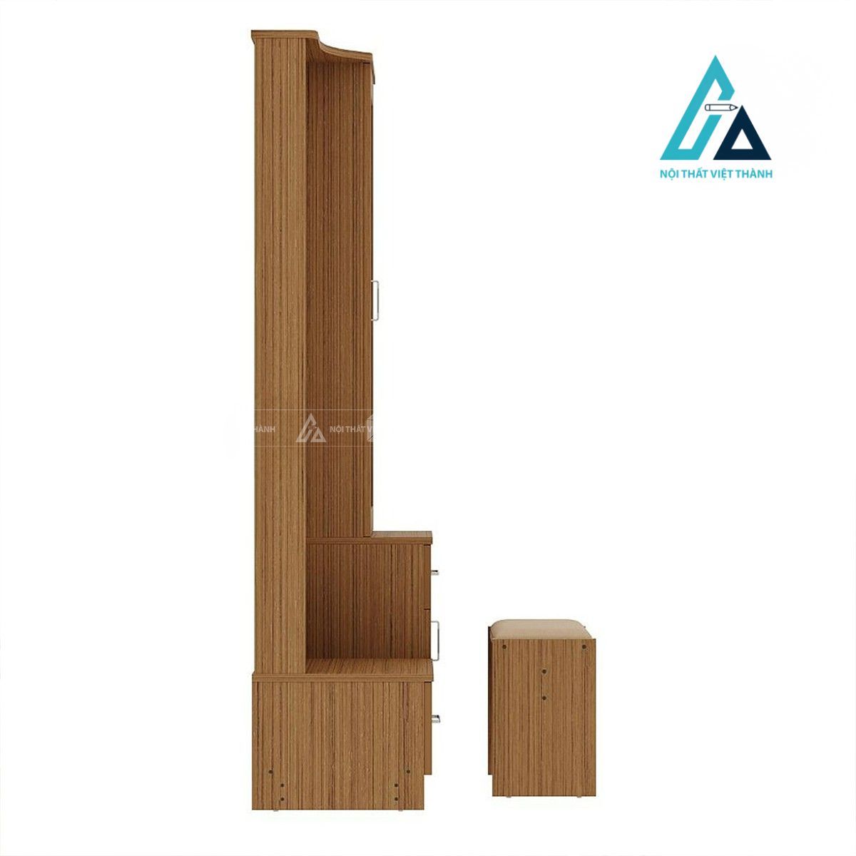 Bàn trang điểm treo tường MDF dạng đứng vân gỗ teak hiện đại 1