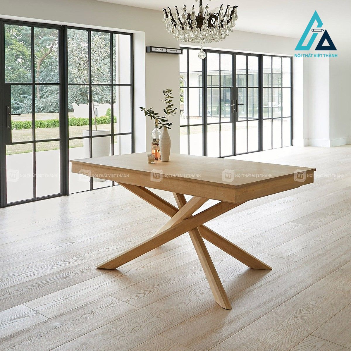 Bộ bàn ăn gỗ sồi 6 ghế bọc nệm phong cách hiện đại 3