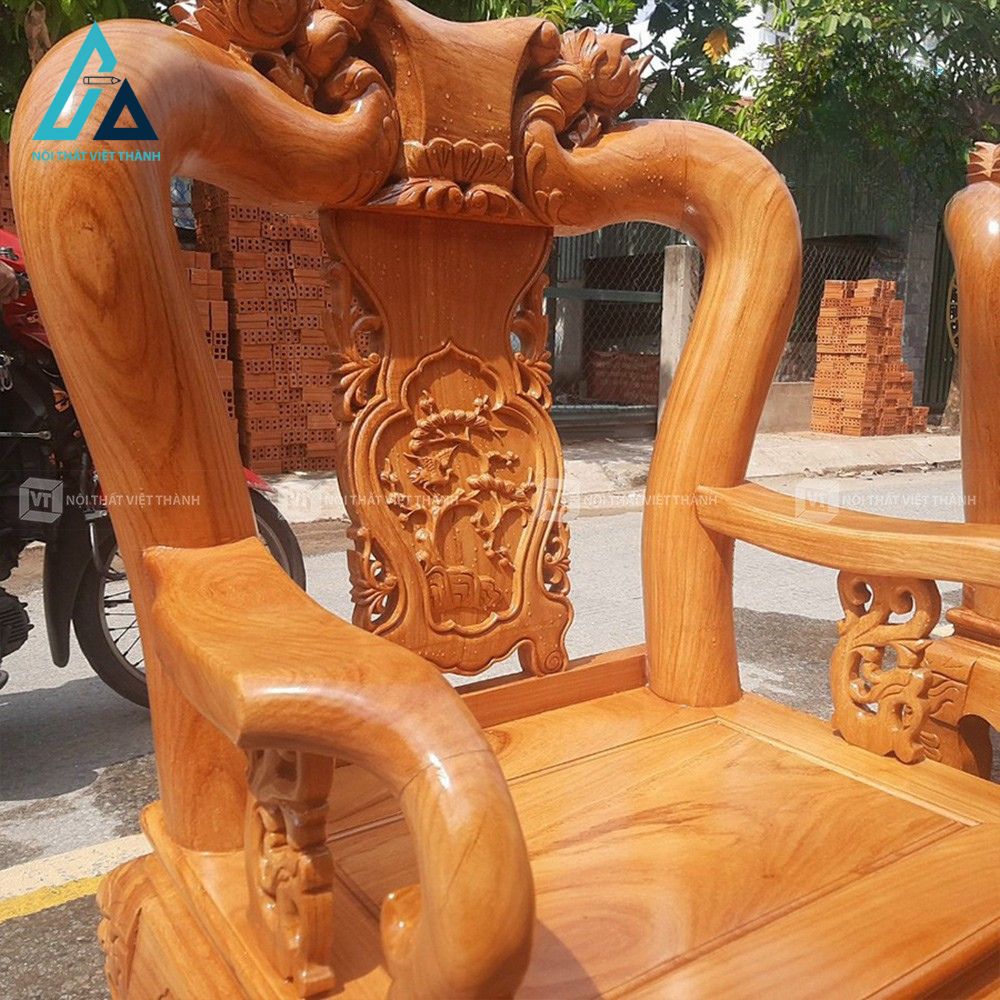 Bộ bàn ghế salon gỗ đỏ chạm khắc cổ điển sang trọng 1