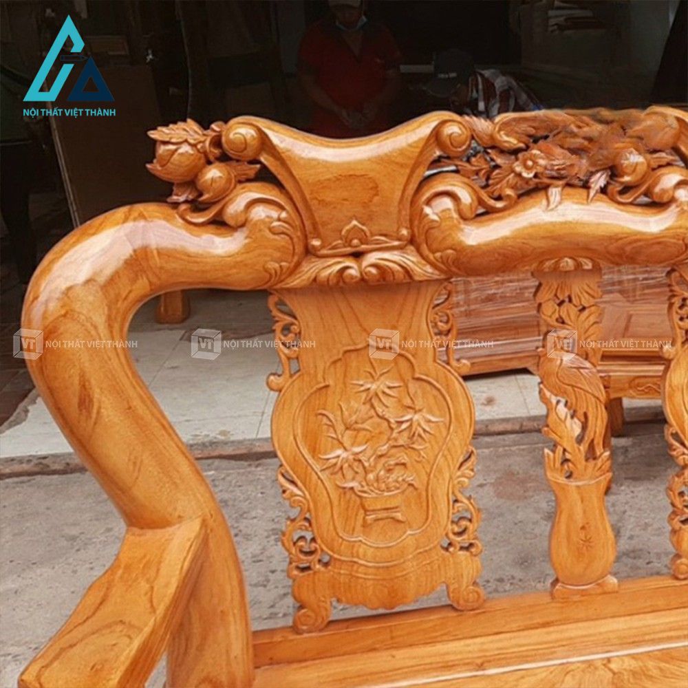 Bộ bàn ghế salon gỗ đỏ chạm khắc cổ điển sang trọng 2