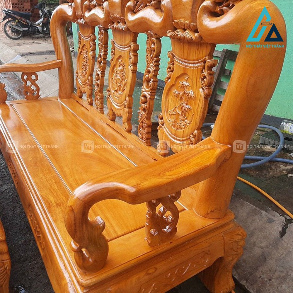 Bộ bàn ghế salon gỗ đỏ chạm khắc cổ điển sang trọng 3