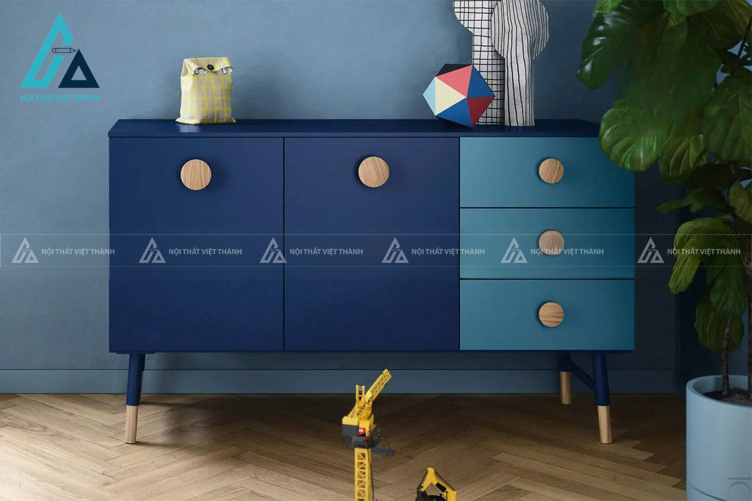 Combo phòng ngủ trẻ em giường tầng kèm tủ quần áo và bàn học đa năng hiện đại 2