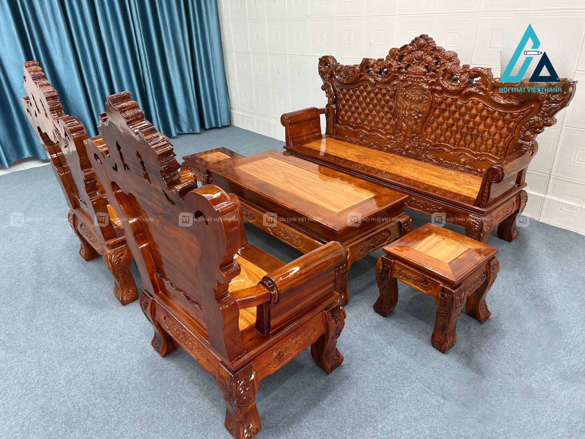 Bộ salon gỗ tràm sang trọng cho phòng khách