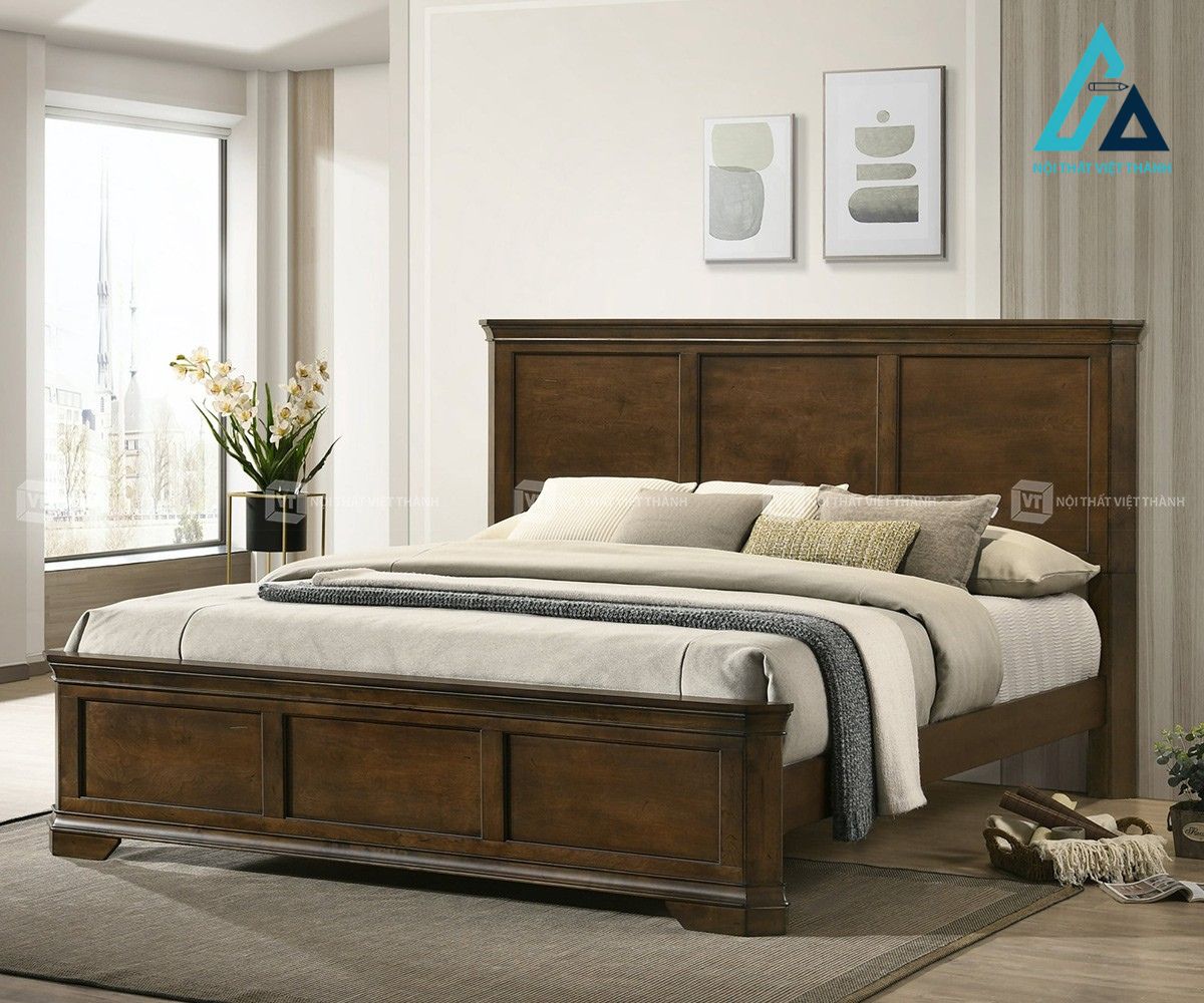 Combo nội thất phòng ngủ 4 món gỗ màu óc chó cổ điển 1
