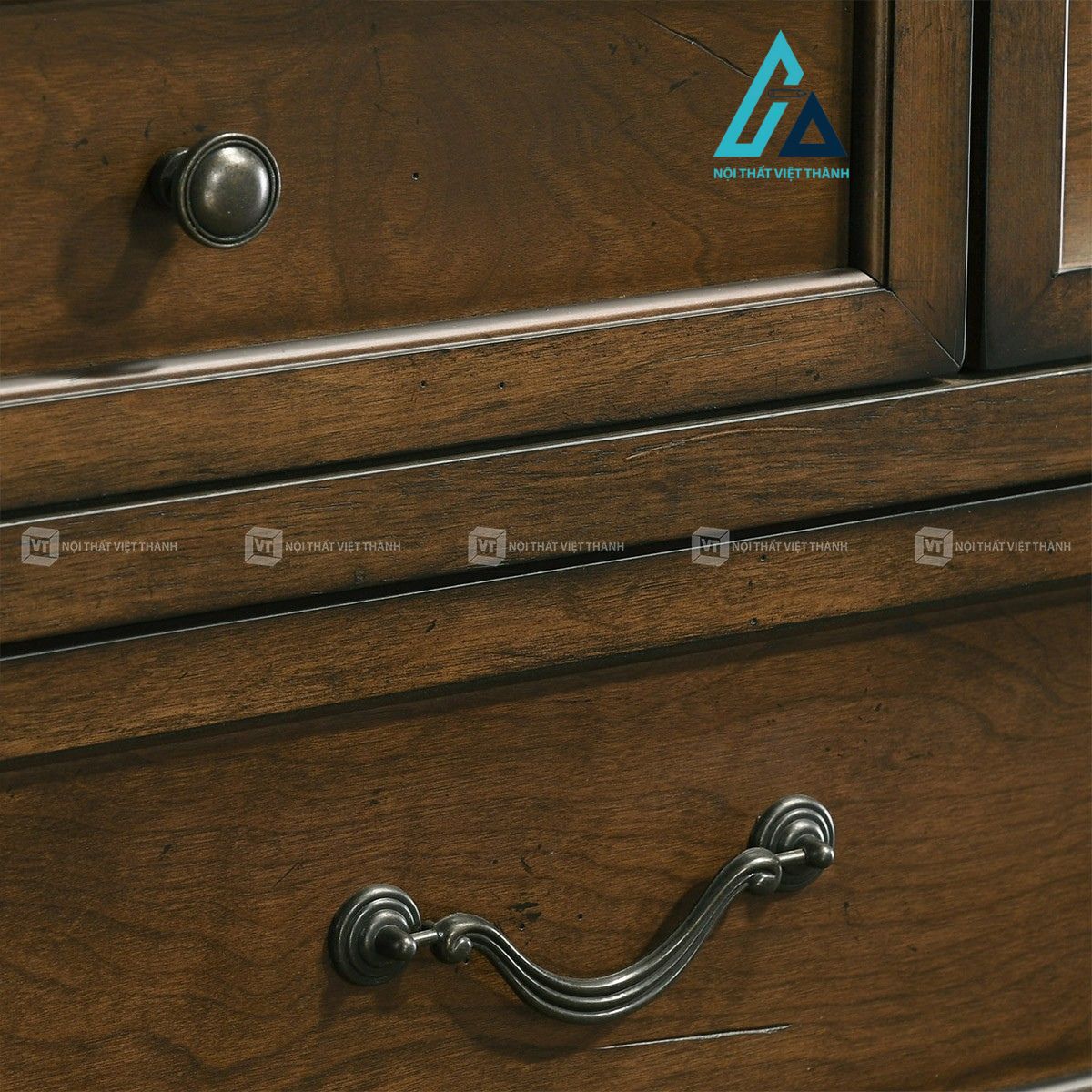 Combo nội thất phòng ngủ 4 món gỗ màu óc chó cổ điển 4