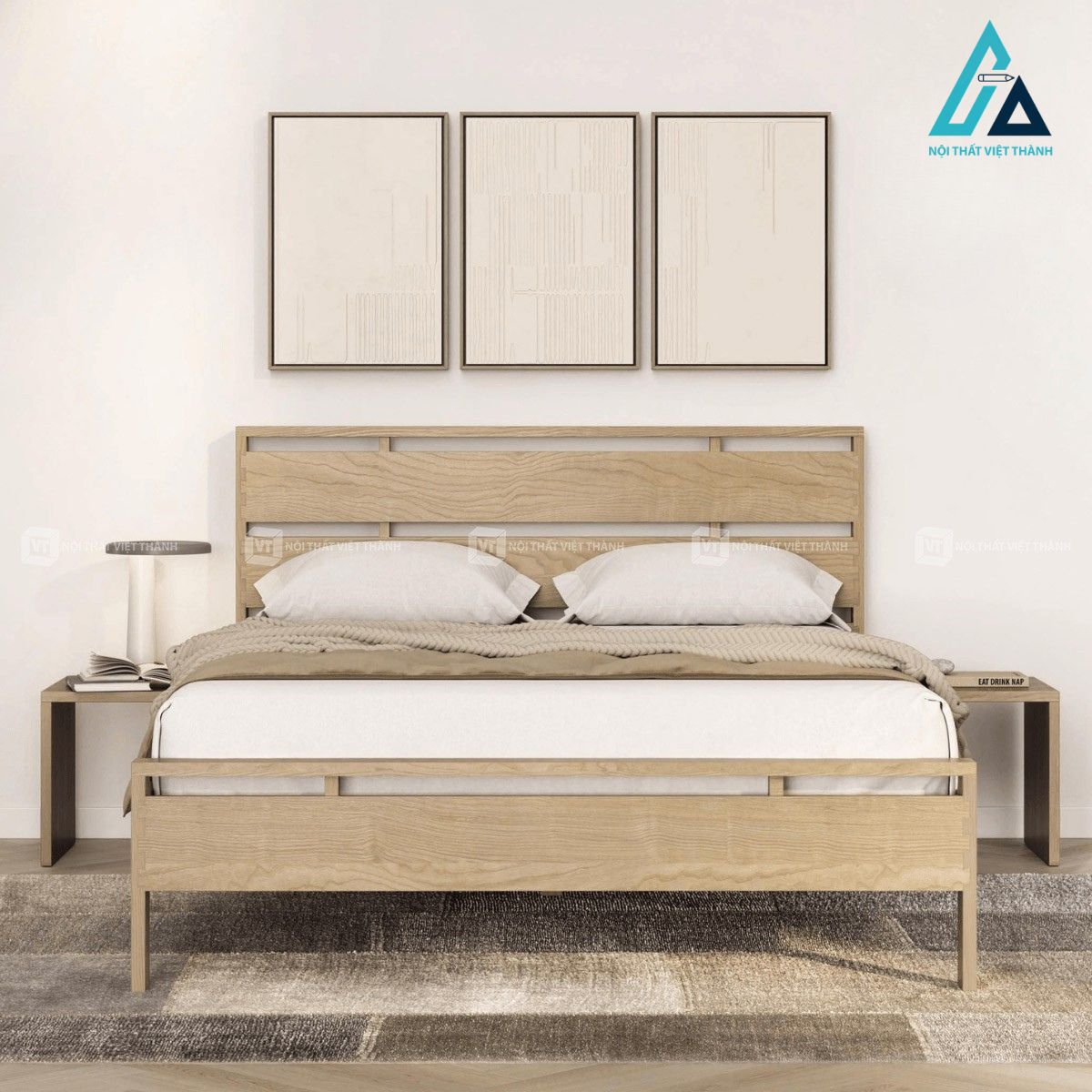 Combo nội thất phòng ngủ gỗ sồi tự nhiên phong cách tối giản 5