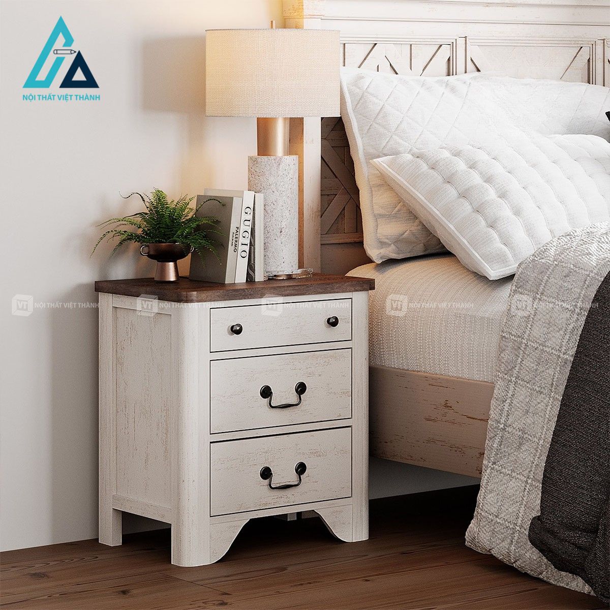 Combo nội thất phòng ngủ gồm tủ 6 ngăn kéo và 2 tủ đầu giường 3