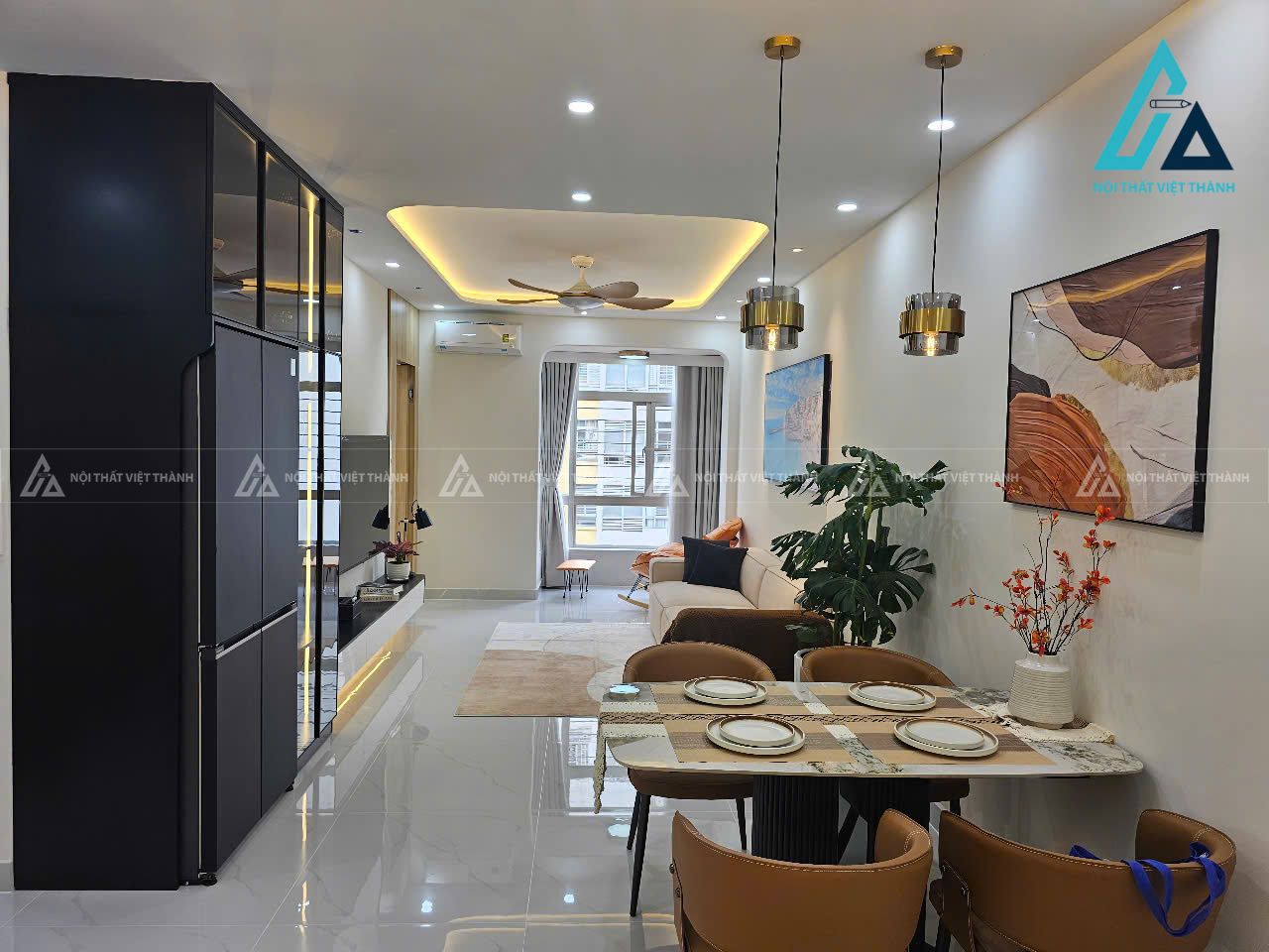 Thiết kế thi công nội thất chung cư căn hộ 3 phòng ngủ anh Thế Hoàn Nhơn Trạch Đồng Nai