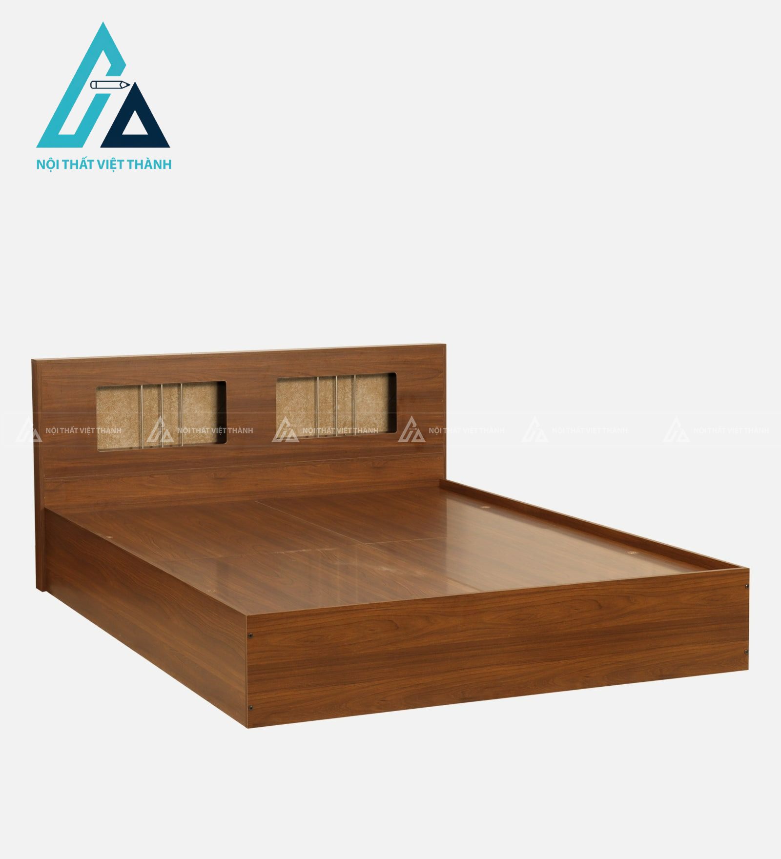 Giường đôi gỗ công nghiệp vân gỗ hiện đại có hộc chứa tiện lợi 1