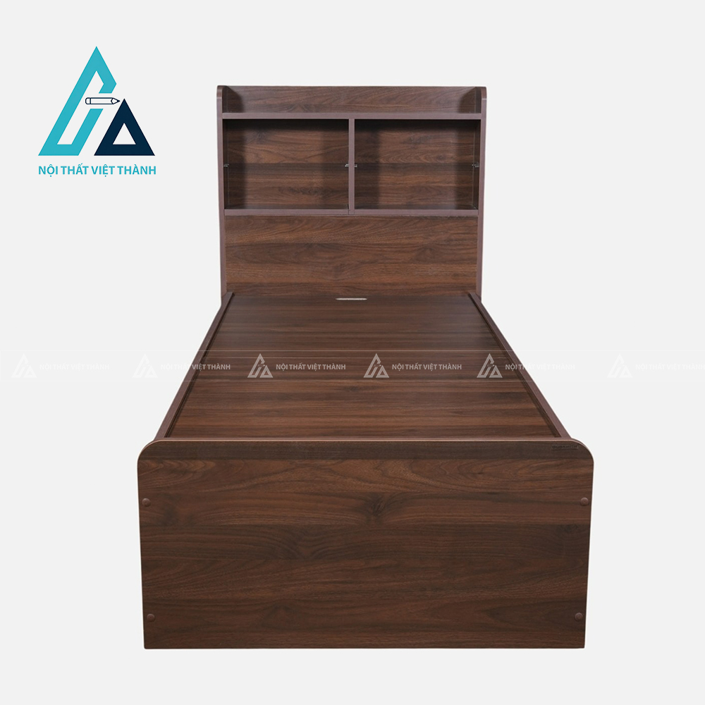 Giường đơn gỗ công nghiệp vân óc chó tích hợp hộc chứa tiện ích hiện đại 4