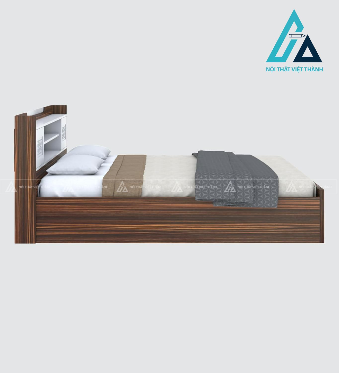 Giường ngủ gỗ công nghiệp vân gỗ phối trắng có hộc chứa tiện nghi hiện đại 3