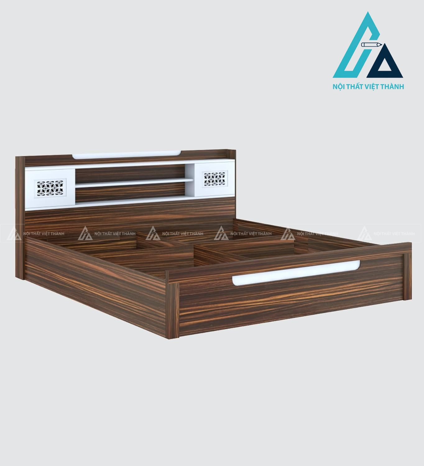 Giường ngủ gỗ công nghiệp vân gỗ phối trắng có hộc chứa tiện nghi hiện đại 4