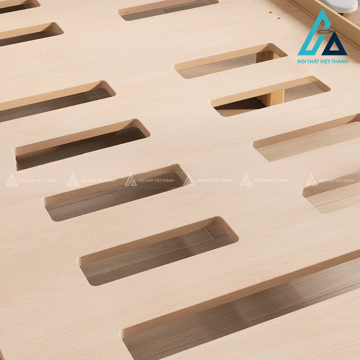 Giường ngủ đơn gỗ tự nhiên phong cách tối giản đầu giường cong mềm mại 4