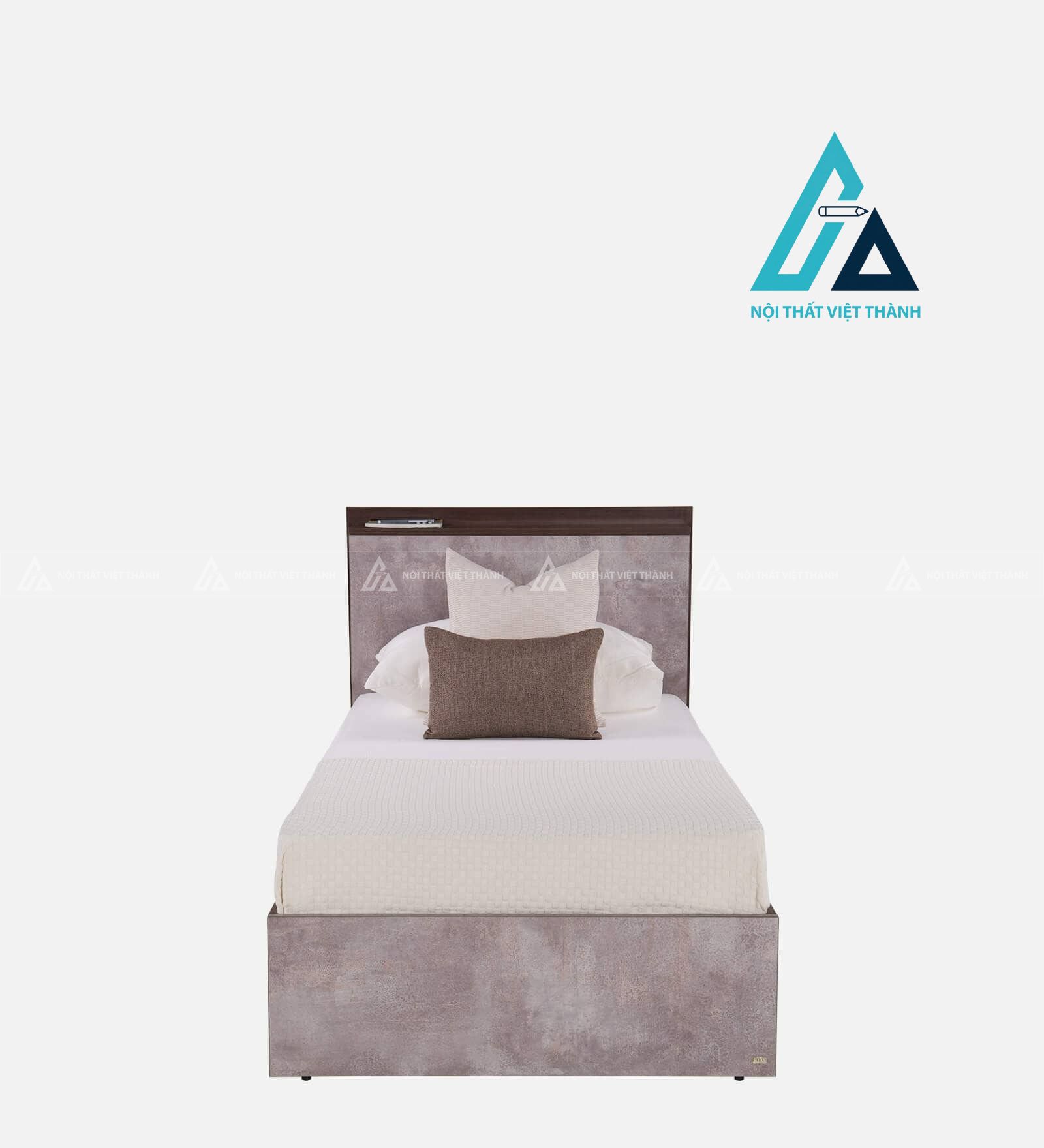 Giường ngủ đơn MDF đầu giường ốp vân hiện đại tối giản tinh tế 2