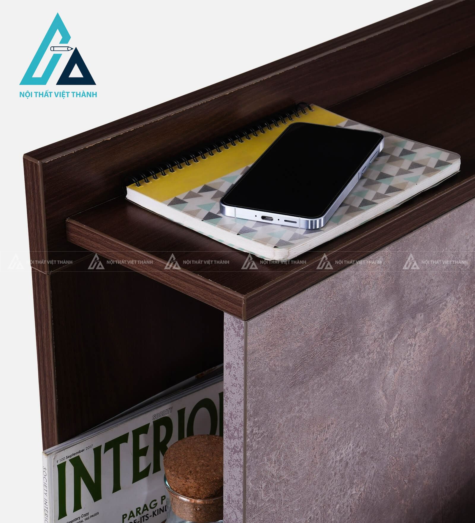 Giường ngủ đơn MDF đầu giường ốp vân hiện đại tối giản tinh tế 3