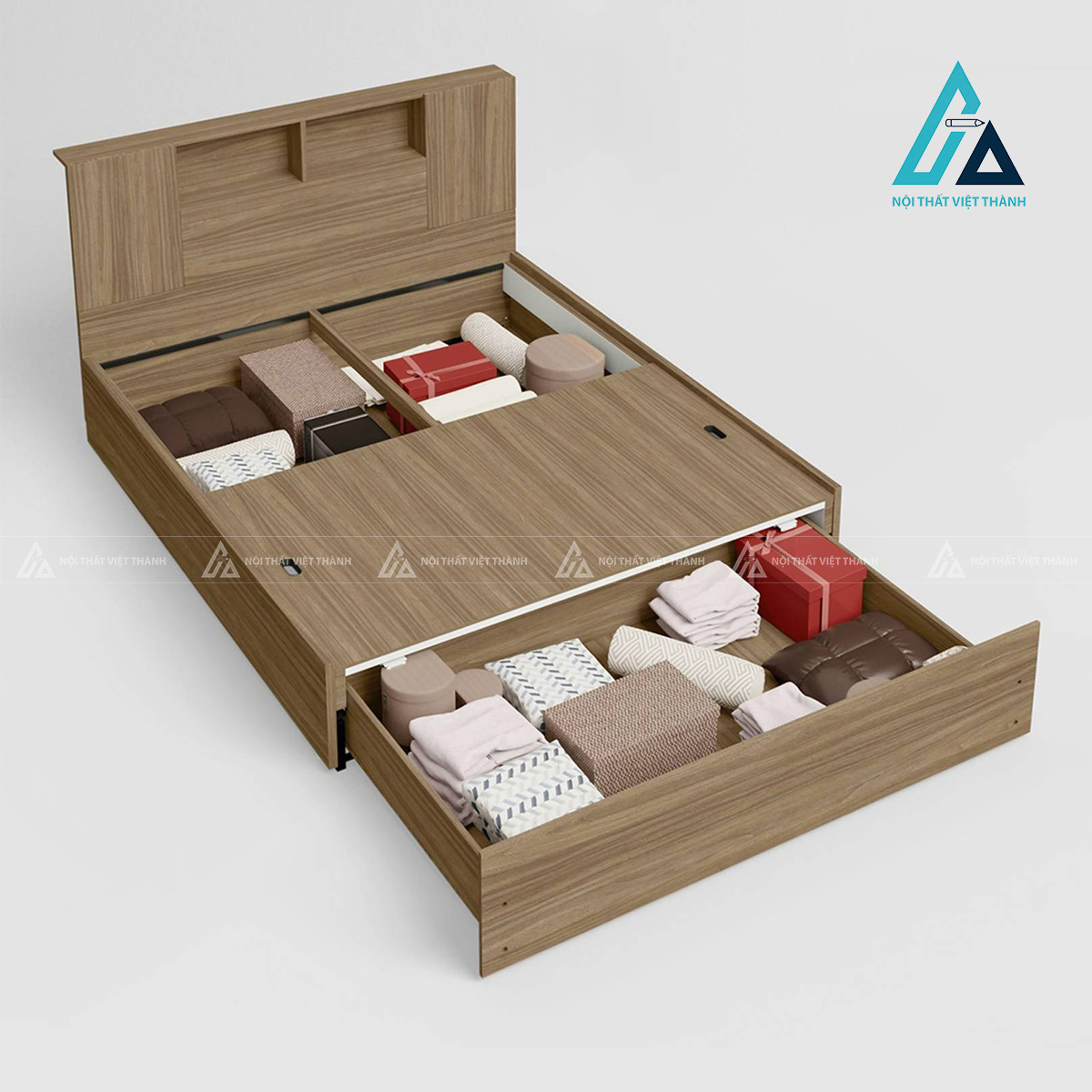 Giường ngủ gỗ công nghiệp có ngăn kéo tiện ích hiện đại đa năng 4