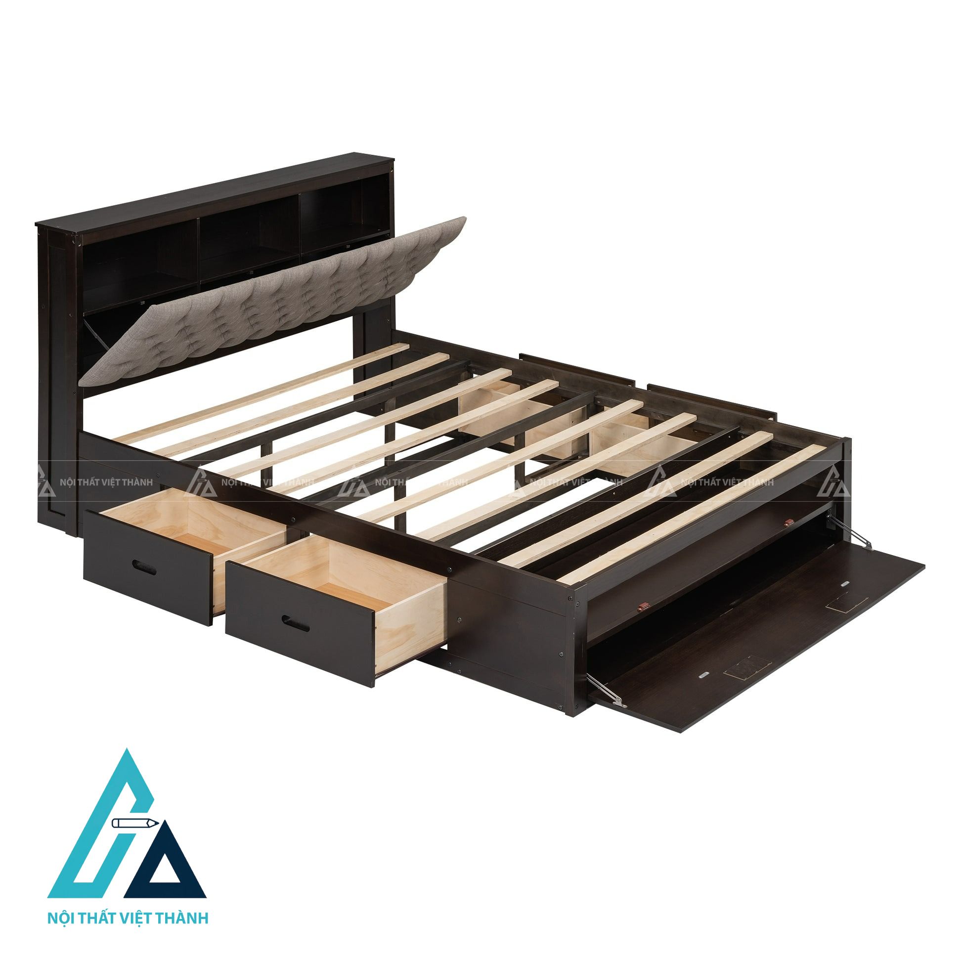 Giường ngủ gỗ công nghiệp đa năng ngăn kéo kệ đầu giường bọc nệm 1