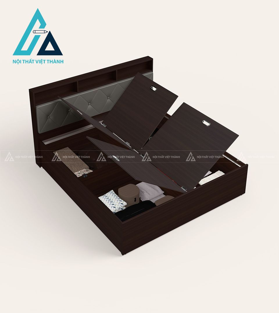 Giường ngủ gỗ công nghiệp hiện đại có hộc chứa tiện lợi bền đẹp 3