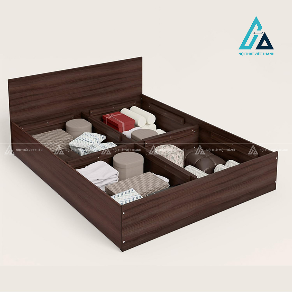 Giường ngủ gỗ công nghiệp hộc nâng thông minh hiện đại tiện ích 2